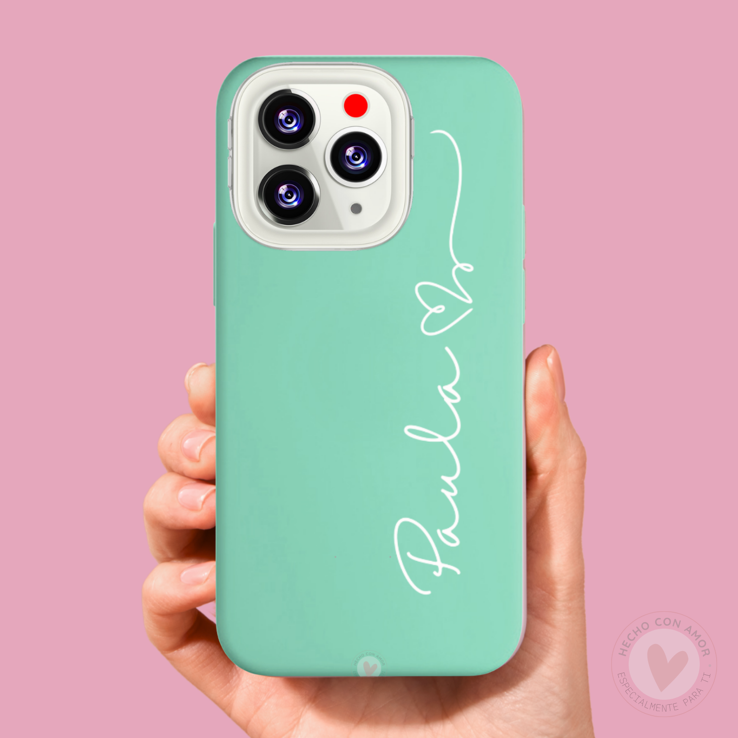 Funda Personalizada Case Nombre Silicona Suave Azul Turquesa