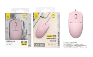 Ratón Óptico Clare con cable,1600 DPI ,1,35M Rosa rosaNG6044
