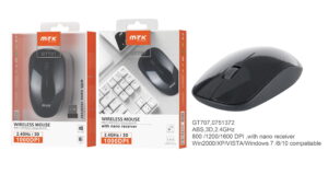 Ratón Inalámbrico Marte 2,4GHZ, 800/1200/1600 DPI, Negro negroGT707