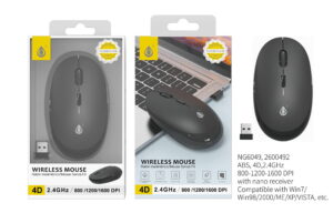 Ratón Inalámbrico ALISSA 4D 800-1600DPI 2.4Ghz,Negro NegroNG6049