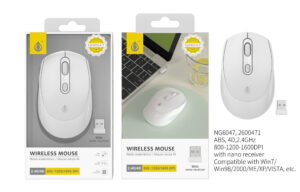 Ratón Inalámbrico ALINE 4D 800-1600DPI 2.4Ghz,Blanco blancoNG6047