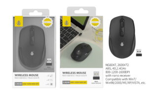 Ratón Inalámbrico ALINE 4D 800-1600DPI 2.4Ghz,Negro NegroNG6047