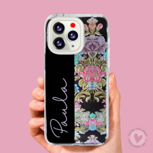 Funda Fallera Personalizada con Nombre  Diseños Tela Vestido Fallero y Nombre Negro