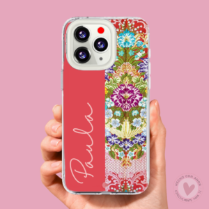 Funda Fallera Personalizada con Nombre  Diseños Tela Vestido Fallero y Nombre Rojo