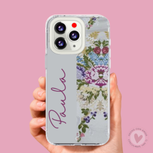 Funda Fallera Personalizada con Nombre  Diseños Tela Vestido Fallero y Nombre Gris