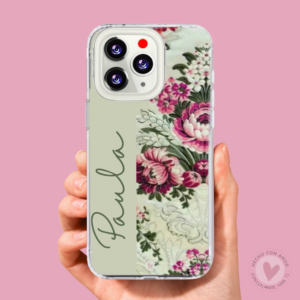 Funda Fallera Personalizada con Nombre  Diseños Tela Vestido Fallero y Nombre Beige y Verde