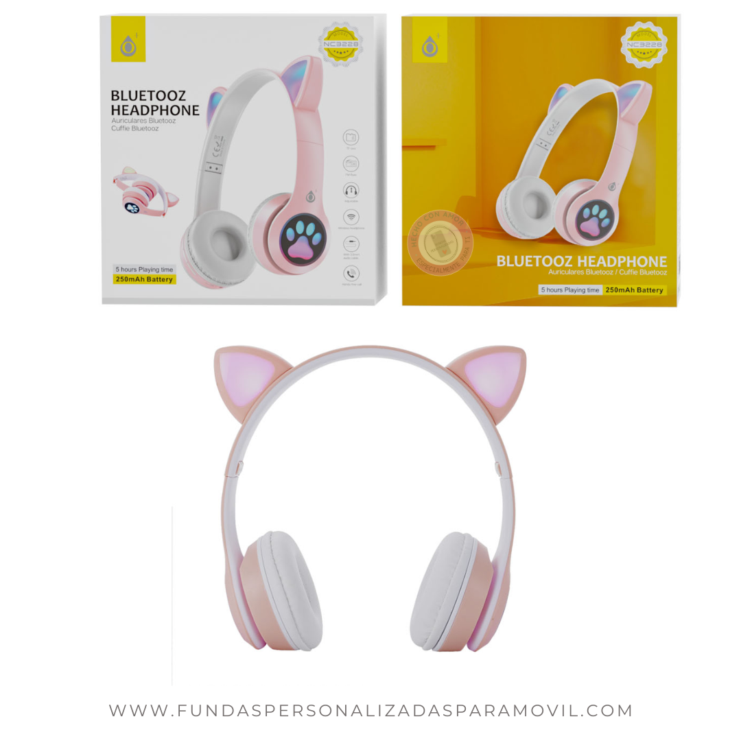 Auriculares Bluetooth Con Orejas De Gato Plegables Con Micrófono