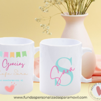 Taza Personalizada Diseño Gracias Profe por enseñarme con el corazón 