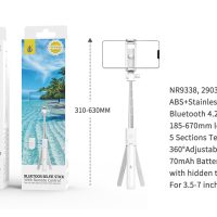 NR9338 BL Palo Selfie Tripode flexible giratorio 360°con Disparador Bluetooth,Para movil 3.5-7 Pulga