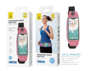 Funda Deporte Universal Riñonera para Móvil Impermeable IPX3 para móviles, 4.0 - 7.2 Pulgadas, Brazo25.5-46c J3515 Rosa