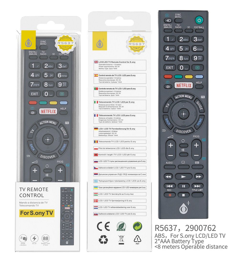 Mando Televisión R5637 NE Mando Universal de TV para Sony , Negro - Fundas  personalizas para Móvil