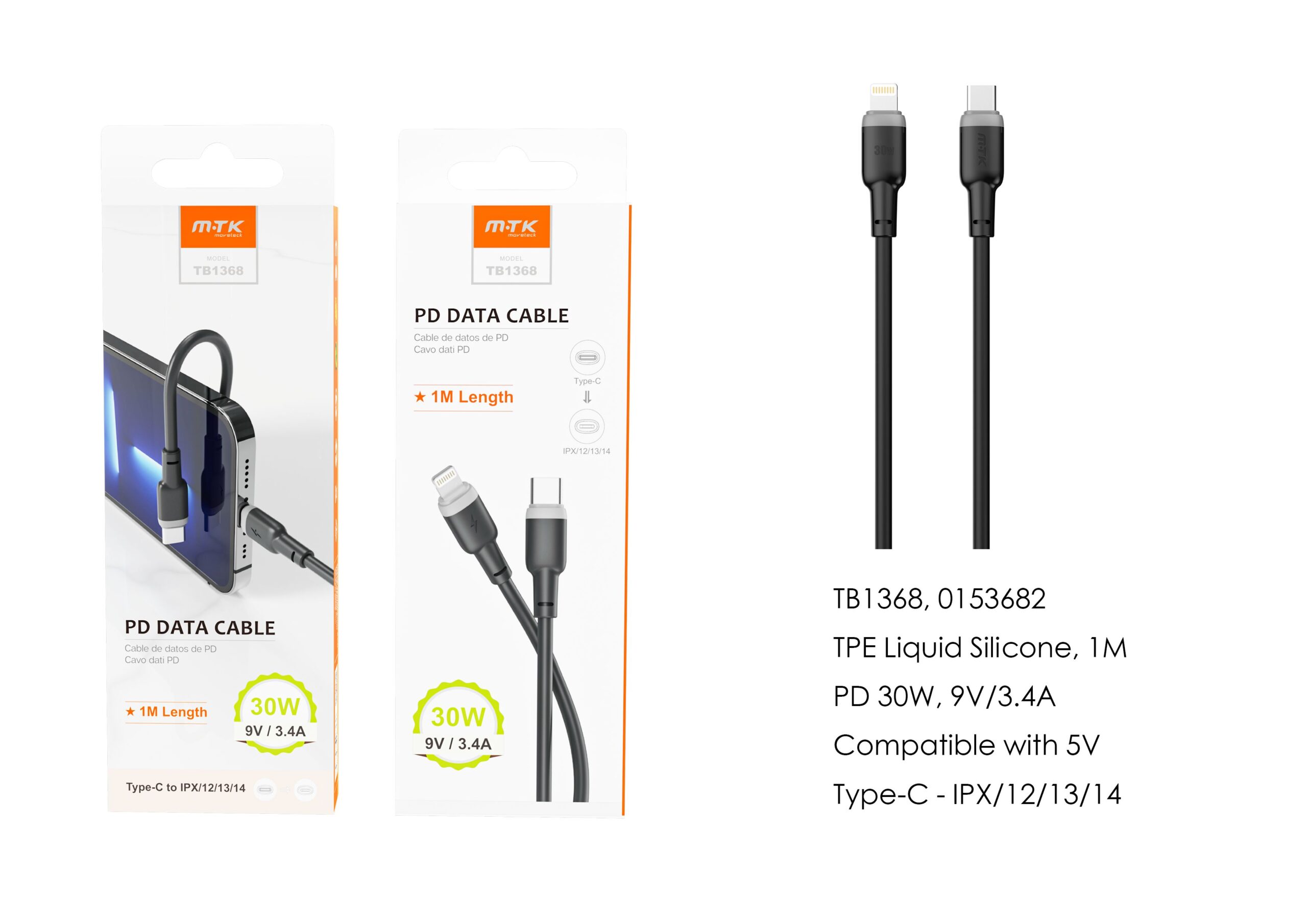 Cable tipo C a tipo C Para Iphone 1M
