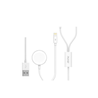 Cargador de Reloj Inteligente TB1252 Cable de Carga 2 en 1 para I-Watch S1-S5, 2,5W, Longitud 1,2M, y para IP 5-11, 2.4A, Longitud 1,5M, Blanco