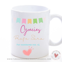 Taza Personalizada Diseño Gracias Profe por enseñarme con el corazón  - Imagen 3