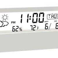 Reloj Despertador YH0004 BL Reloj Despertador digital 12/24h，con indicador clima, temperatura y humedad，bateria AAAx1（No Incluido), Blanco