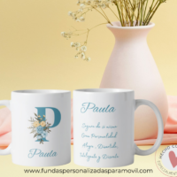Taza Personalizada con Frase Significado de Nombre e Inicial