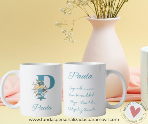 Taza Personalizada con Frase Significado de Nombre e Inicial