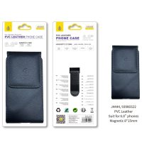 Funda Universal Cinturón J4444 NE Funda de cinturon magnetico vertical para Smartphone con cuero PVC, Para movil hasta 6.8 pulgadas, Negro