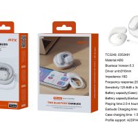 Auriculares Bluetooth Inalambricos estilo Airpods TC3249 BL Auriculares TWS Big G Bluetooth 5.3, estilo Deportivo, Batería (30mAh*2) con Estuche Recargable 200mAh con Pantalla digital, Blanco - Imagen 4