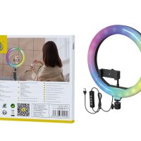 Aro de Luz NR9577  NE Anillo de Luz con soporte de movil, Arco 13 Pulgadas Luz RGB 2700-6500K/700LM/170 luces, para movil 4-7 pulgadas, Negro - Imagen 3