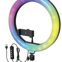 Aro de Luz NR9577  NE Anillo de Luz con soporte de movil, Arco 13 Pulgadas Luz RGB 2700-6500K/700LM/170 luces, para movil 4-7 pulgadas, Negro
