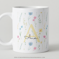 Taza Personalizada con Nombre  Diseño Flores - Imagen 5