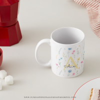 Taza Personalizada con Nombre  Diseño Flores - Imagen 3