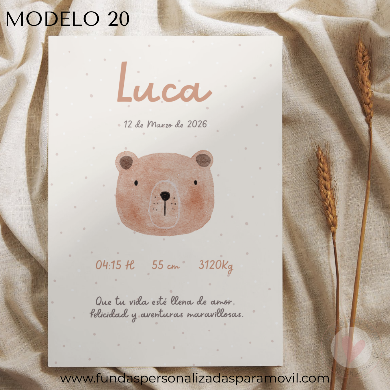 Lienzo Natalicio Personalizado con foto 23*30 cm Acabado Tela - Imagen 24