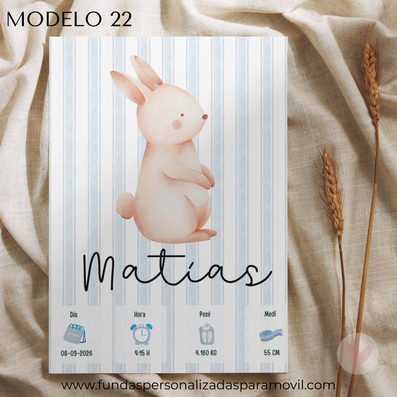 Lienzo Natalicio Personalizado con foto 23*30 cm Acabado Tela - Imagen 22