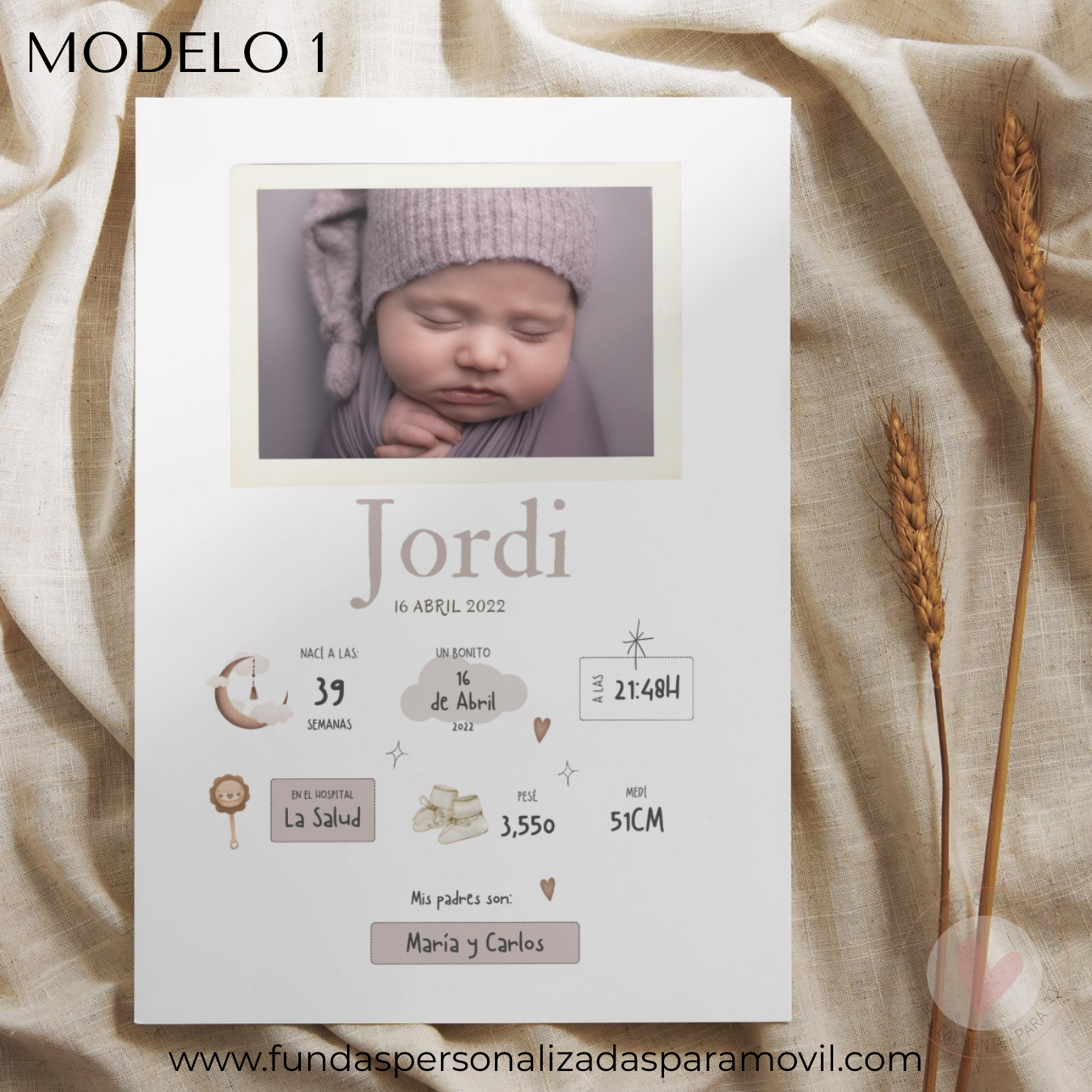 Lienzo Natalicio Personalizado con foto 23*30 cm Acabado Tela - Imagen 18