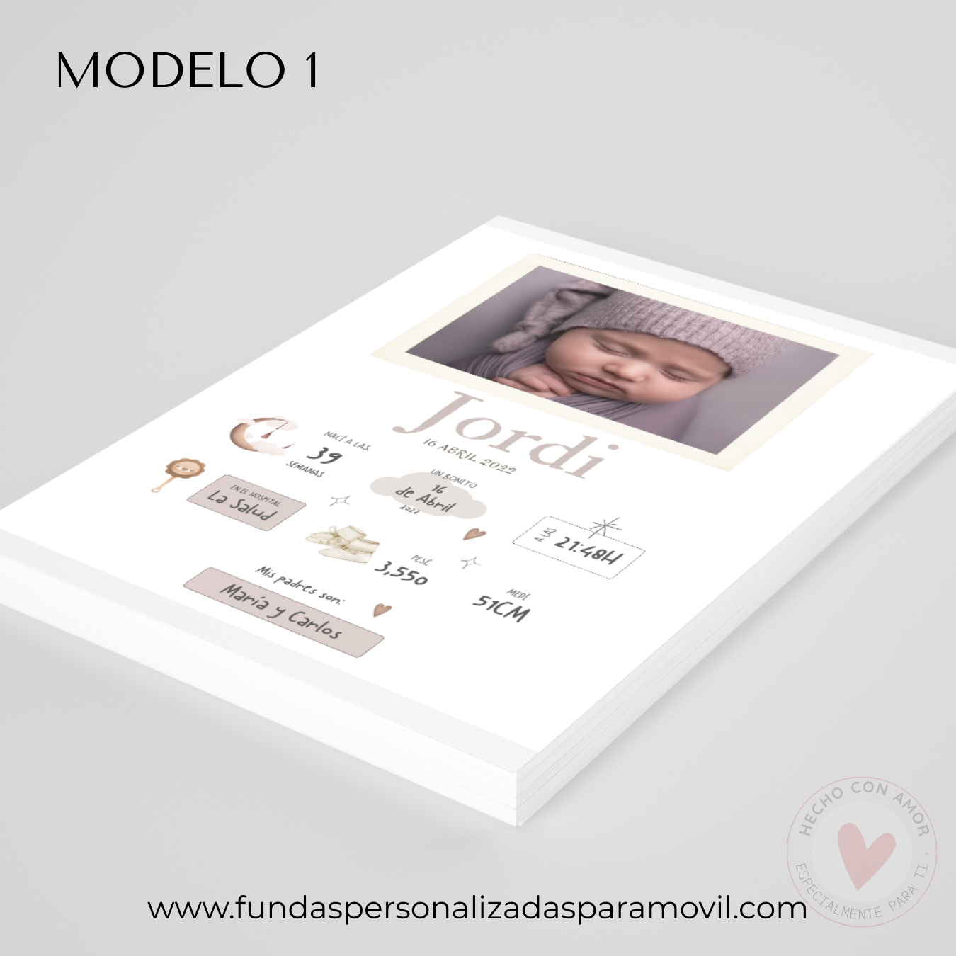 Lienzo Natalicio Personalizado con foto 23*30 cm Acabado Tela - Imagen 2