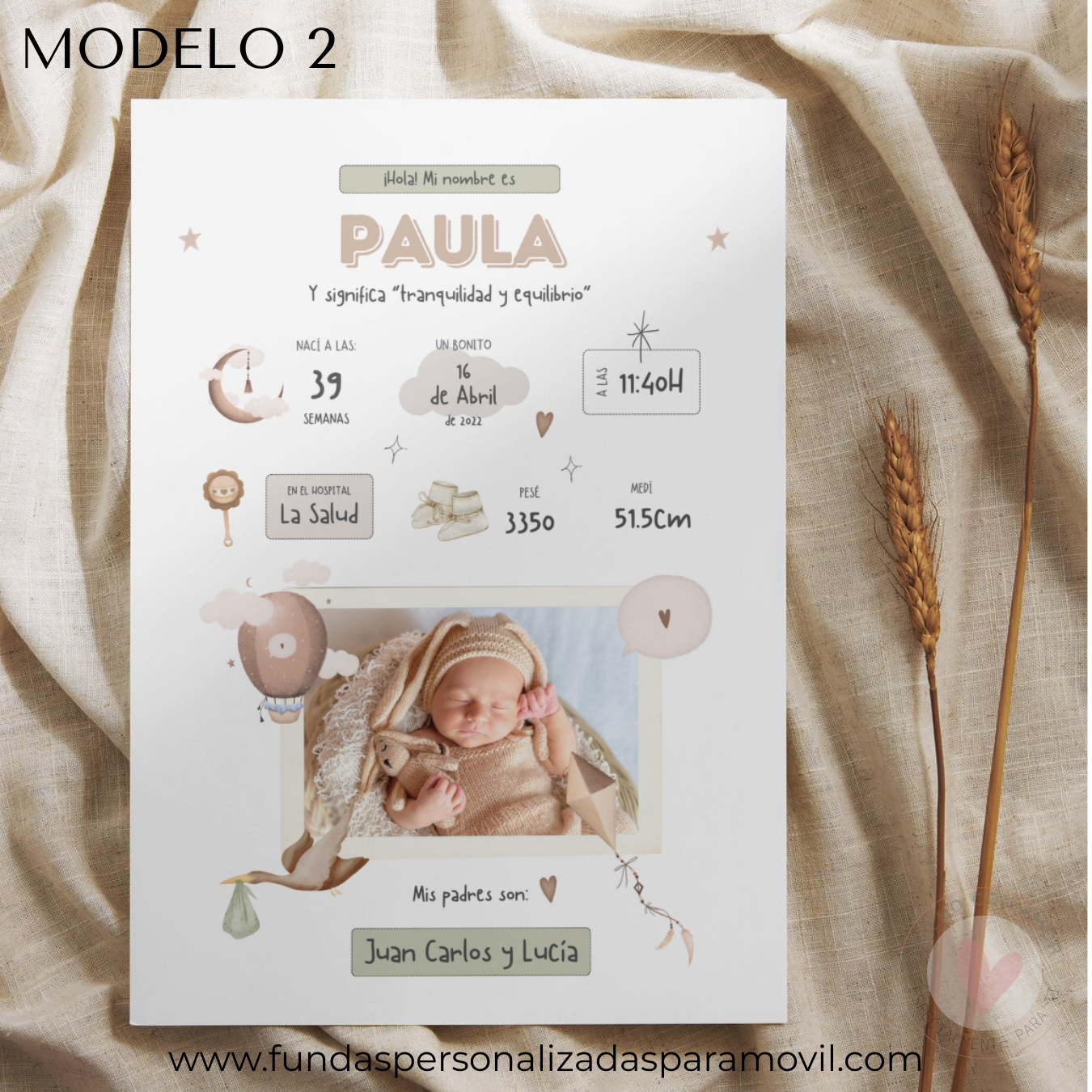 Lienzo Natalicio Personalizado con foto 23*30 cm Acabado Tela - Imagen 19