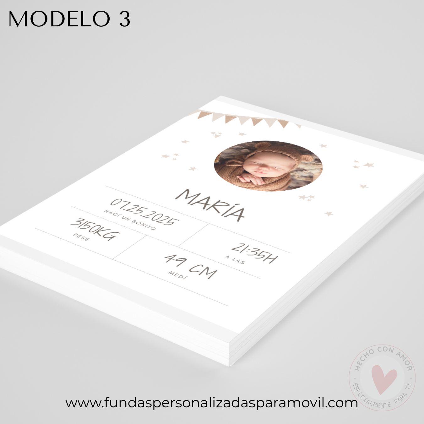 Lienzo Natalicio Personalizado con foto 23*30 cm Acabado Tela - Imagen 4