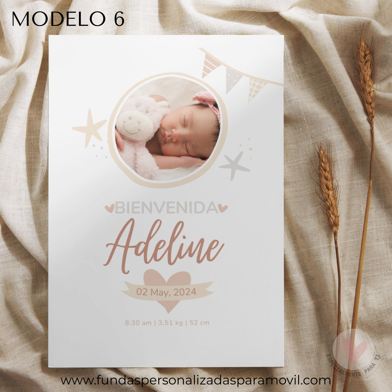 Lienzo Natalicio Personalizado con foto 23*30 cm Acabado Tela - Imagen 32