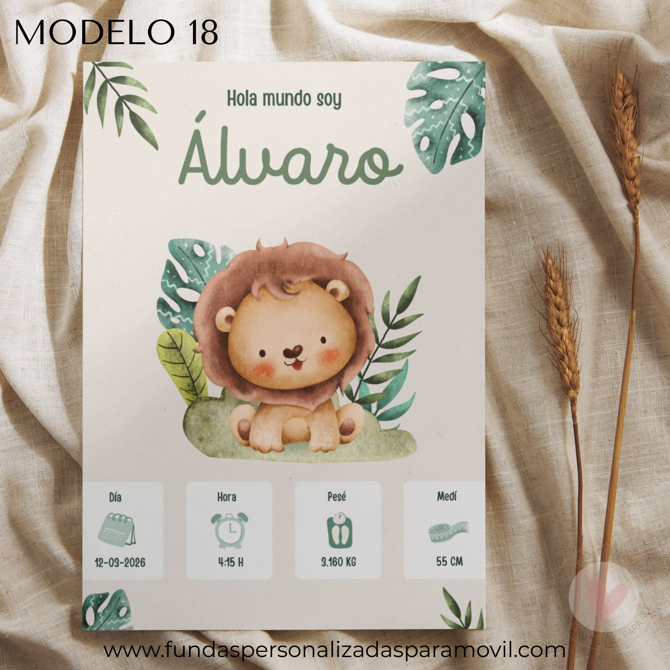 Lienzo Natalicio Personalizado con foto 23*30 cm Acabado Tela - Imagen 26