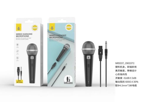 Microfono Karaoke NR9337 NE Microfono Karaoke con Cable 3M，Negro