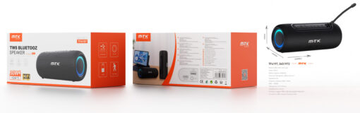 Altavoz Bluetooth TF4197 NE Altavoz TWS HIFI Blutooth 5.3 con luz led , SoportaTWS/USB 64G Max/Aux,  Bateria 3600mAh/15W*2, Negro