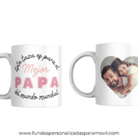 Taza Personalizada con Foto Diseño Papá- El Mejor Papá /Abuelo/ Tío del Mundo Mundial -Rosa - Imagen 3