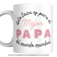 Taza Personalizada con Foto Diseño Papá- El Mejor Papá /Abuelo/ Tío del Mundo Mundial -Rosa - Imagen 4