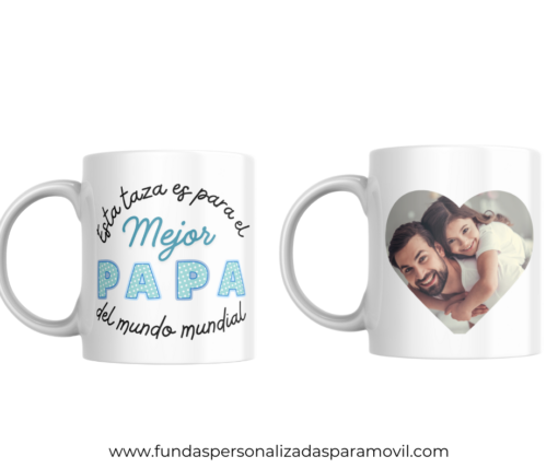 Taza Personalizada con Foto Diseño Papá- El Mejor Papá /Abuelo/ Tío del Mundo Mundial -Azul - Imagen 6