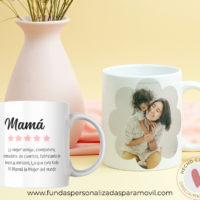 Taza Personalizada con Foto Diseño Mamá-  Reseña 5 Estrellas Rosa - Imagen 2