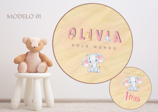 Cumple Mes de Madera Personalizado. Cumple mes Bebé personalizado - Imagen 13