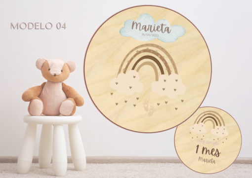Cumple Mes de Madera Personalizado. Cumple mes Bebé personalizado