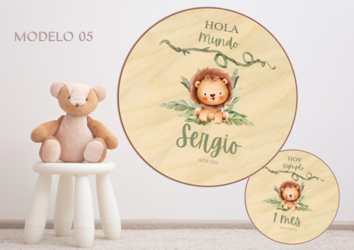 Cumple Mes de Madera Personalizado. Cumple mes Bebé personalizado - Imagen 7