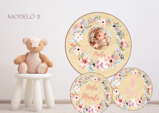 Cumple Mes de Madera Personalizado. Cumple mes Bebé personalizado - Imagen 10