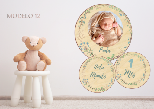 Cumple Mes de Madera Personalizado. Cumple mes Bebé personalizado - Imagen 9