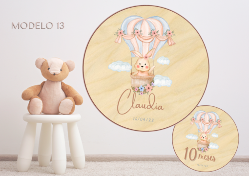 Cumple Mes de Madera Personalizado. Cumple mes Bebé personalizado - Imagen 8