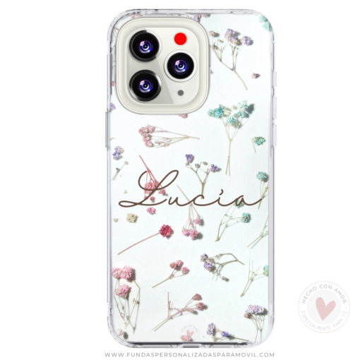 Funda Personalizada Diseño Flores con Nombre