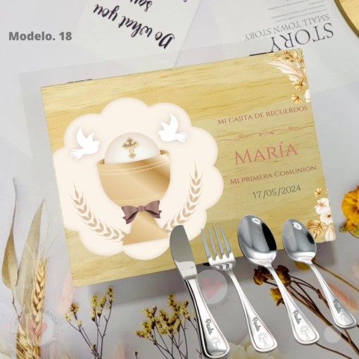 Caja Madera de Cubiertos Personalizada Comunión - Imagen 6