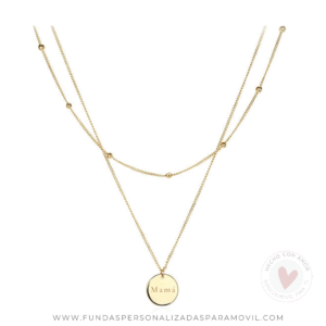 Collar Personalizado con Nombre Doble Cadena Medalla Lisa Agatha